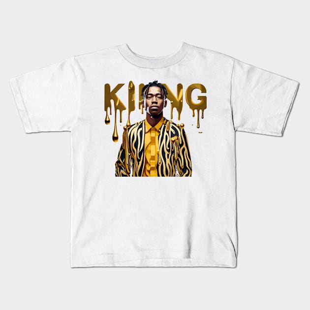 Afrocentric King Drippin' Gold Kids T-Shirt by Graceful Designs